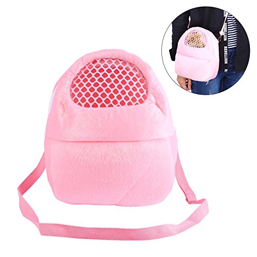 Tbest Bolsa de Transporte para Mascotas, Bolsa Bandolera de Transporte de Perros Hámster Rata Gato Conejo Mochila Carrier Mochila Erizo Chinchilla Ferret para Viajar al Aire Libre,21 * 25 cm(Rosa)