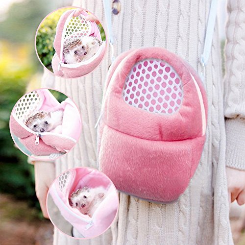 Tbest Bolsa de Transporte para Mascotas, Bolsa Bandolera de Transporte de Perros Hámster Rata Gato Conejo Mochila Carrier Mochila Erizo Chinchilla Ferret para Viajar al Aire Libre,21 * 25 cm(Rosa)