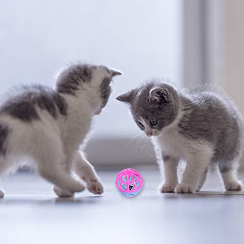 Teeyyui Pelota para Mascotas, Pelotas De Juguete para Gatos, Pelota De Juego De Colores para Gatitos, Bolas De Campana Huecas De Plástico, Juguete para Perseguir A Los Animales, 10 Piezas
