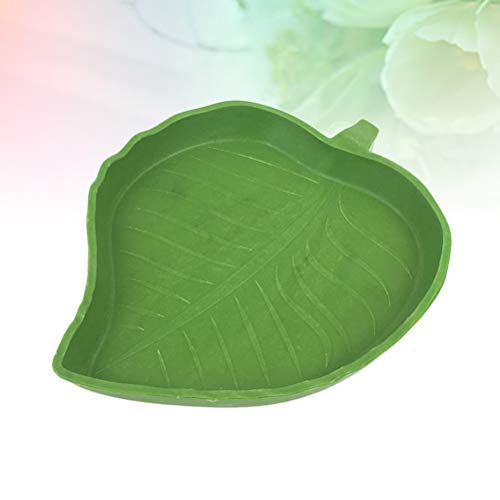 TEHAUX Cuencos de agua para alimentos en forma de hoja para reptiles, tortuga, arañas, lagartos, alimentos para beber agua, alimentador de alimentos pequeños para mascotas (tamaño grande)
