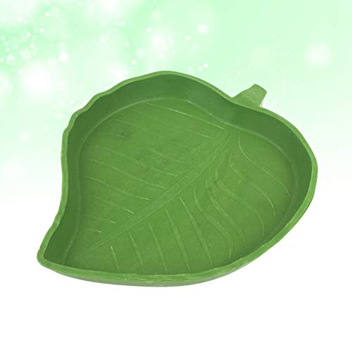 TEHAUX Cuencos de agua para alimentos en forma de hoja para reptiles, tortuga, arañas, lagartos, alimentos para beber agua, alimentador de alimentos pequeños para mascotas (tamaño grande)