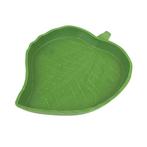 TEHAUX Cuencos de agua para alimentos en forma de hoja para reptiles, tortuga, arañas, lagartos, alimentos para beber agua, alimentador de alimentos pequeños para mascotas (tamaño grande)