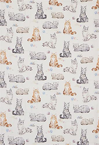 Tela blanca de gatos dispersos de raza persa, común europeo y otros, de Michael Miller Paws Up