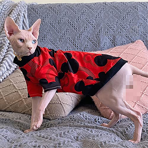 TENGTUD Ropa de Gato sin Pelo de Sphynx, Devon/Rojo Aire Acondicionado Habitaciones Gato Base Chaleco-XXL