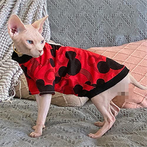 TENGTUD Ropa de Gato sin Pelo de Sphynx, Devon/Rojo Aire Acondicionado Habitaciones Gato Base Chaleco-XXL