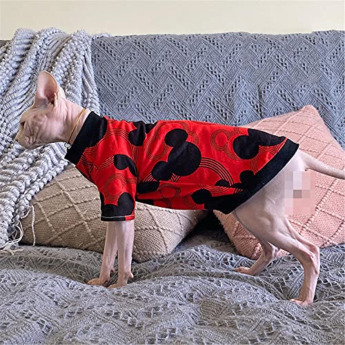 TENGTUD Ropa de Gato sin Pelo de Sphynx, Devon/Rojo Aire Acondicionado Habitaciones Gato Base Chaleco-XXL