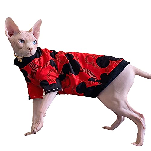 TENGTUD Ropa de Gato sin Pelo de Sphynx, Devon/Rojo Aire Acondicionado Habitaciones Gato Base Chaleco-XXL