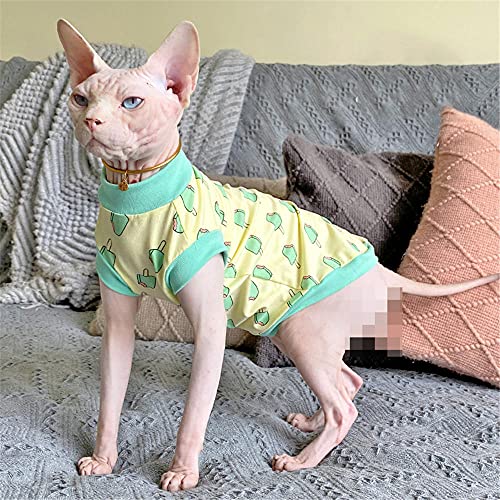 TENGTUD Ropa de Gato sin Pelo, Sphynx/Devon Helado Aire Acondicionado Habitaciones Cat Base Chaleco-XS