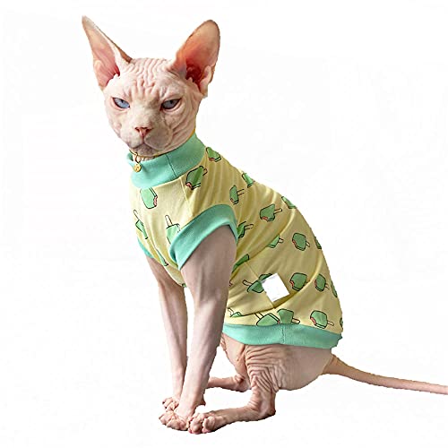 TENGTUD Ropa de Gato sin Pelo, Sphynx/Devon Helado Aire Acondicionado Habitaciones Cat Base Chaleco-XS