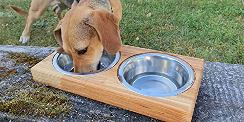 tenmore.eu Soporte de cuenco elevado para perros, apto para gatos o perros. Dos cuencos de 750 ml. Gran regalo para mascotas. Diseño de madera maciza
