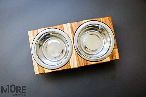 tenmore.eu Soporte de cuenco elevado para perros, apto para gatos o perros. Dos cuencos de 750 ml. Gran regalo para mascotas. Diseño de madera maciza