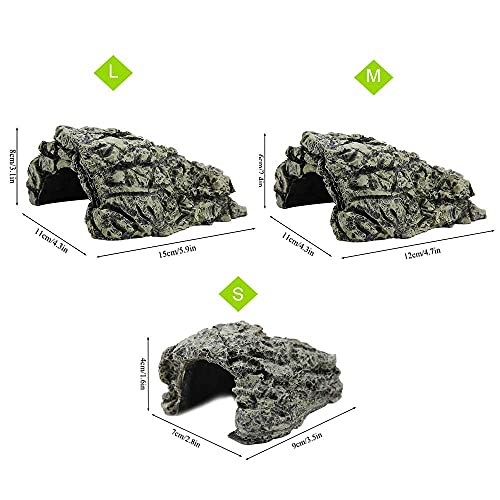 Terrario Tortugas de Tierra Cueva Tortuga Cueva Reptiles Plantas Acuario Tortugas Cueva Acuario Grande Cueva De Piedra Refugio Casa Escondida De Tortugas para Reptil Tortuga Rana Zoológico Adorno(M)