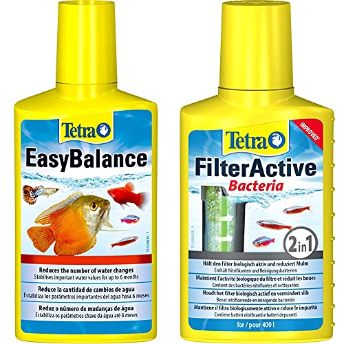 Tetra EasyBalance 250 ml Estabiliza valores Importantes del Agua hasta Seis Meses + FilterActive 100 ml Contiene bacterias iniciadoras vivas y bacterias limpiadoras Reductoras de Lodo