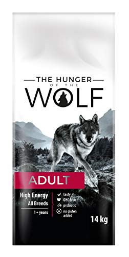 The Hunger of The Wolf Alimento seco para perros adultos, altas dosis de energía y calorías, para todas las razas, perros de trabajo, 14 kg