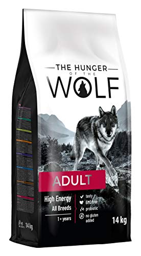 The Hunger of The Wolf Alimento seco para perros adultos, altas dosis de energía y calorías, para todas las razas, perros de trabajo, 14 kg