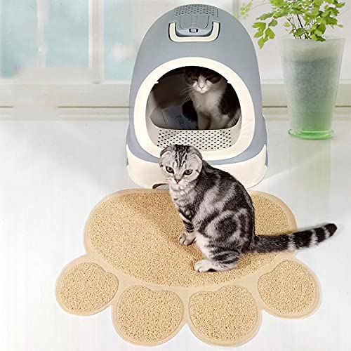 Tianher 3 Piezas Alfombrilla de la Ccaja Basura del Gato PVC Estera Arena y Comida Antideslizantes Diseño de Huella de Pata para Comederos Alimentos Alfombrilla de Perros y Gatos Fáciles de Limpiar