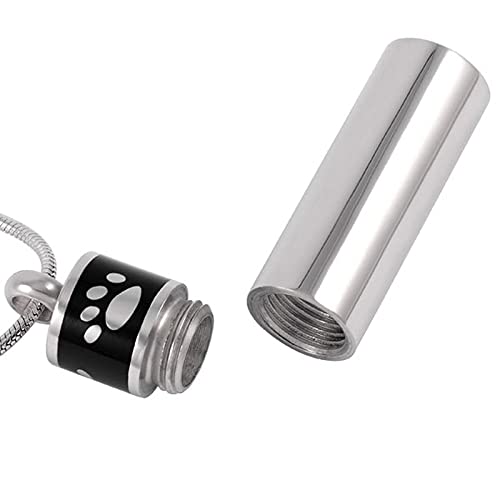 TIANZXS Colgante cilíndrico con Soporte de Cenizas para Mascotas Grabado con Pata de Gran Capacidad para mi Perro, Colgante de cremación con Cilindro conmemorativo de Gatos