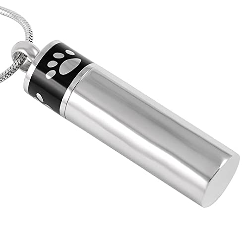 TIANZXS Colgante cilíndrico con Soporte de Cenizas para Mascotas Grabado con Pata de Gran Capacidad para mi Perro, Colgante de cremación con Cilindro conmemorativo de Gatos