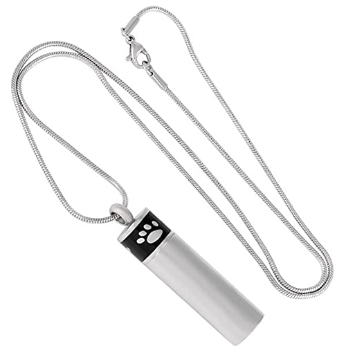TIANZXS Colgante cilíndrico con Soporte de Cenizas para Mascotas Grabado con Pata de Gran Capacidad para mi Perro, Colgante de cremación con Cilindro conmemorativo de Gatos