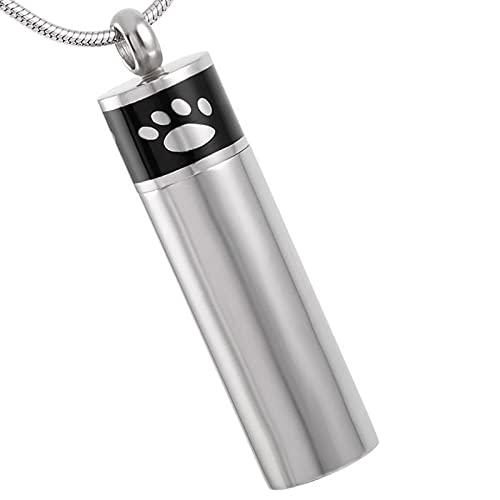 TIANZXS Colgante cilíndrico con Soporte de Cenizas para Mascotas Grabado con Pata de Gran Capacidad para mi Perro, Colgante de cremación con Cilindro conmemorativo de Gatos