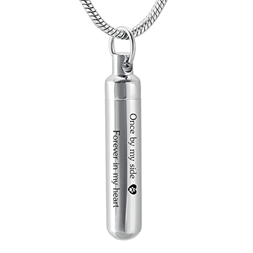 TIANZXS Colgante cilíndrico de Acero Inoxidable Personalizado para Mascotas, Recuerdo de Cenizas, Collar de urna Conmemorativa de pérdida, Siempre en mi Mente   2