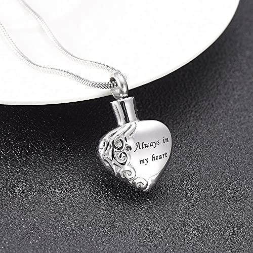 TIANZXS Diseño Grabado Siempre en mi corazón Urnas de cremación para Mascotas Cenizas funerarias Collar de Recuerdo para medallones de Cenizas de Animales