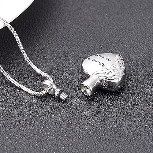 TIANZXS Diseño Grabado Siempre en mi corazón Urnas de cremación para Mascotas Cenizas funerarias Collar de Recuerdo para medallones de Cenizas de Animales