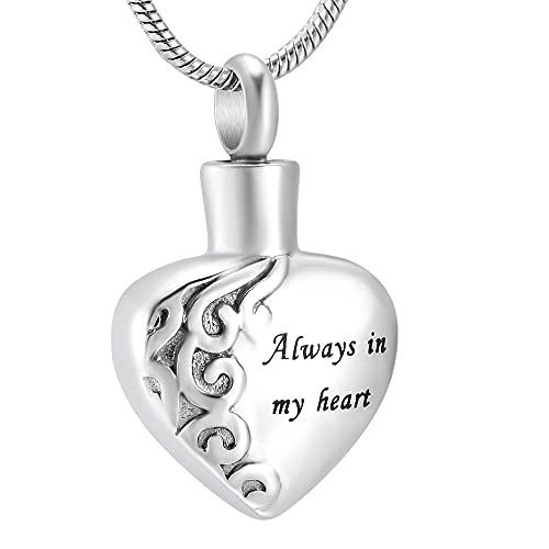 TIANZXS Diseño Grabado Siempre en mi corazón Urnas de cremación para Mascotas Cenizas funerarias Collar de Recuerdo para medallones de Cenizas de Animales