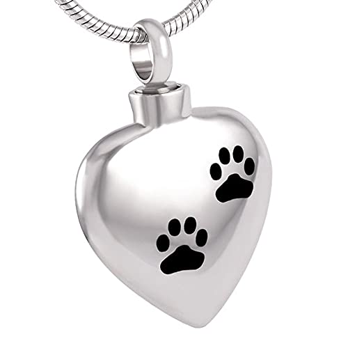 TIANZXS Perro Gato Pata Siempre en mi corazón joyería de cremación Cenizas Colgante de Recuerdo, Collar de urna Conmemorativa para Mascotas con Kits de llenado   4