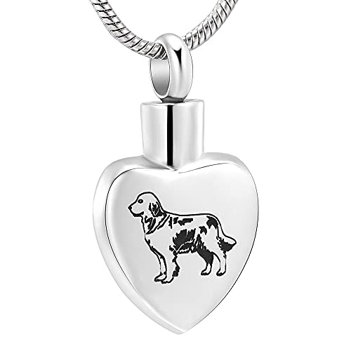 TIANZXS Urnas conmemorativas para Mascotas Perro para Siempre en mi corazón de Acero Inoxidable, joyería para cremación de Perros para Cenizas de Mascotas