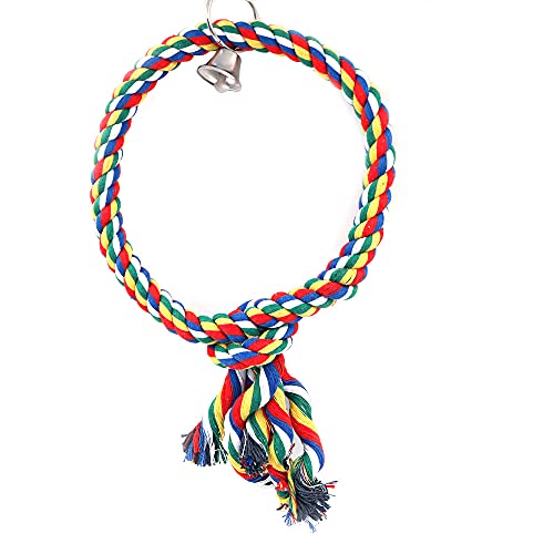 Tiardey - Columpio para pájaros con espejo de pájaro de 7 pulgadas,jaula para colgar,cuerda de algodón,columpio resistente a las mordeduras,cacatúas,cotorras,periquitos pequeños,forma redonda
