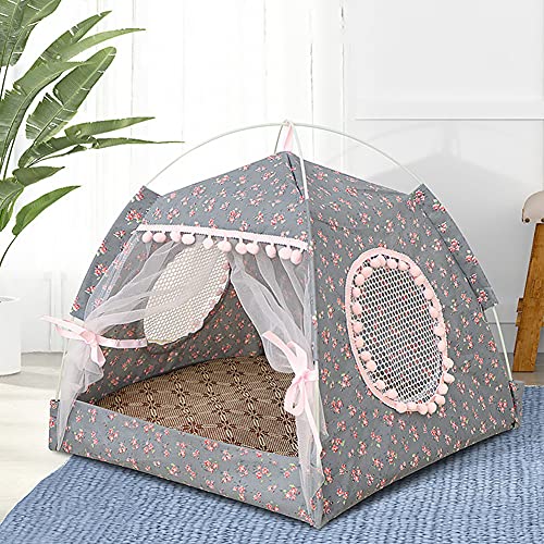 Tienda de campaña para mascotas Casa plegable portátil para mascotas Casa para perros y gatos Cama de verano acogedora Hamaca para perros Jaula para gatos Cama para perros pequeños Tienda de campaña