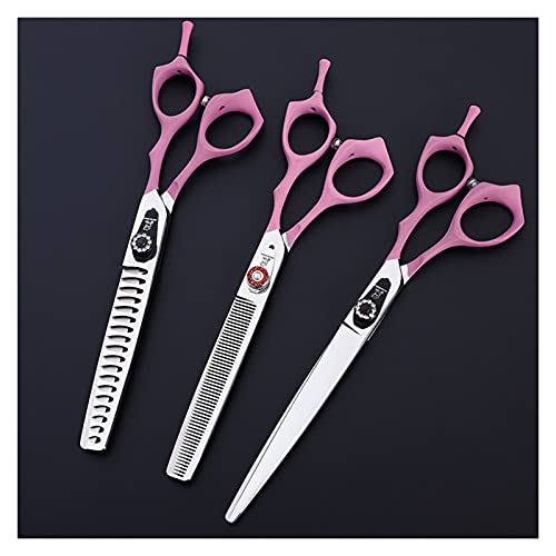 Tijeras de cabello profesional Tijeras de aseo del gato de la mascota y perro de 7 pulgadas, tijeras planas, tijeras de peluquero especial, tijeras dentales, tijeras de adelgazamiento, tijeras for mas