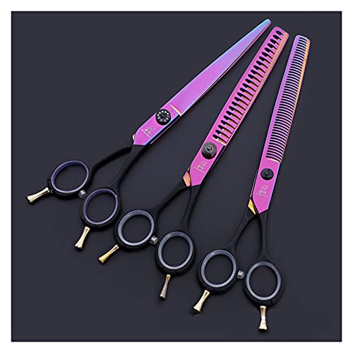 Tijeras de cabello profesional Tijeras de aseo del gato y perro de la mascota de 7.5 pulgadas, tijeras planas, tijeras de peluquero especial, tijeras dentales, tijeras de adelgazamiento, tijeras for m