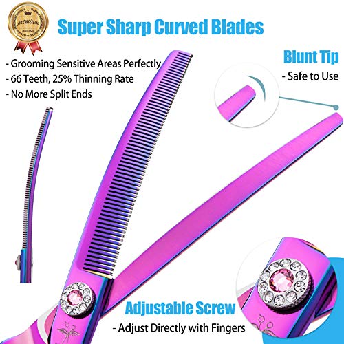 Tijeras de peluquería para perros con punta roma, 7 pulgadas, curvadas hacia abajo, corte de pelo para mascotas profesionales, corte de pelo para gatos, cuchillas japonesas de acero inoxidable
