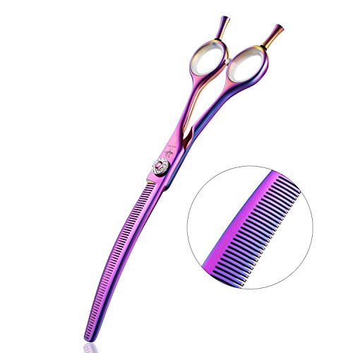 Tijeras de peluquería para perros con punta roma, 7 pulgadas, curvadas hacia abajo, corte de pelo para mascotas profesionales, corte de pelo para gatos, cuchillas japonesas de acero inoxidable