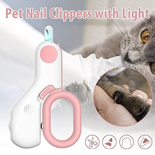 Tijeras de uñas para perros y gatos, de acero inoxidable, con luz LED recargable, evita lesiones y sin astillas, con lima plegable para uñas para perros y gatos