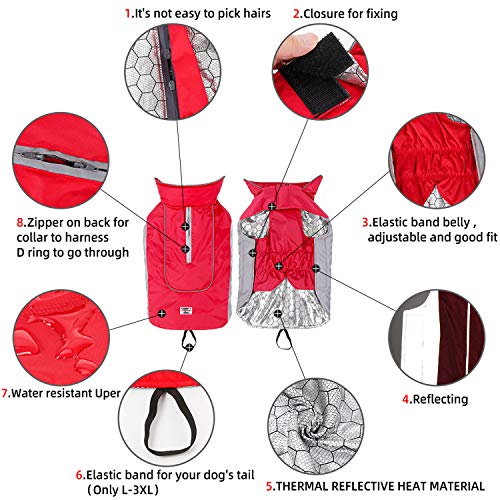 Tineer Chaleco Reflectante de Invierno para Mascotas, Chaqueta Impermeable para Cachorros al Aire Libre, Abrigo de Chaqueta cálido para Perros Grandes, medianos y pequeños (XL, Rosa)