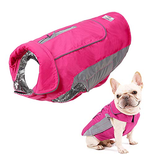 Tineer Chaleco Reflectante de Invierno para Mascotas, Chaqueta Impermeable para Cachorros al Aire Libre, Abrigo de Chaqueta cálido para Perros Grandes, medianos y pequeños (XL, Rosa)