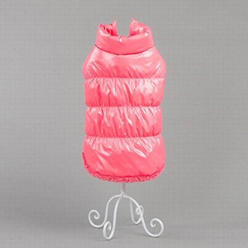 Tineer Invierno Chaleco Acolchado Abrigo Sudaderas con Capucha Perro Gato Cachorro Mascota Clima frío Abrigos Chaqueta pequeña Mascota (Pecho XL: 21,5-22,4 Pulgadas, Rosado)