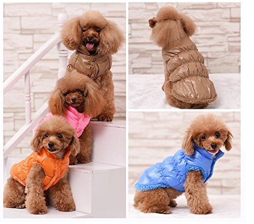 Tineer Invierno Chaleco Acolchado Abrigo Sudaderas con Capucha Perro Gato Cachorro Mascota Clima frío Abrigos Chaqueta pequeña Mascota (Pecho XL: 21,5-22,4 Pulgadas, Rosado)