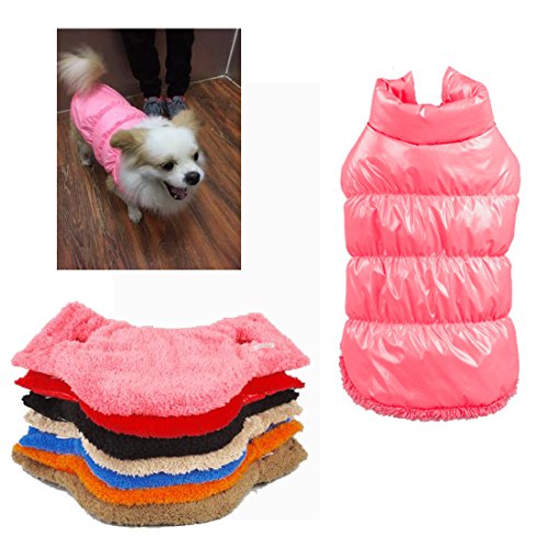 Tineer Invierno Chaleco Acolchado Abrigo Sudaderas con Capucha Perro Gato Cachorro Mascota Clima frío Abrigos Chaqueta pequeña Mascota (Pecho XL: 21,5-22,4 Pulgadas, Rosado)