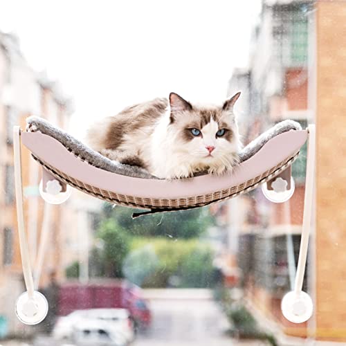 TINGCHAO Hamaca con Ventana para Gatos para Gatos de Interior con ventosas potentes Sostiene Gatos de hasta 33 Libras Brinda hamacas para Gatos para Tomar el Sol en 360 °,D