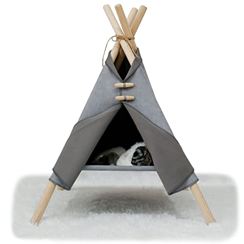 Tipi | Tienda para Gatos con Estructura piramidal y diseño Colgante - Perreras Medianas para Mascotas
