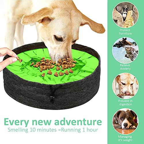TNFUU Alfombra Olfativa Perros Juguete Interactiva Perro Snuffle Mat para Perros Alfombrilla para Perros Juguetes para Perros Esterilla de Alimentación de Mascotas (Ronda Verde)