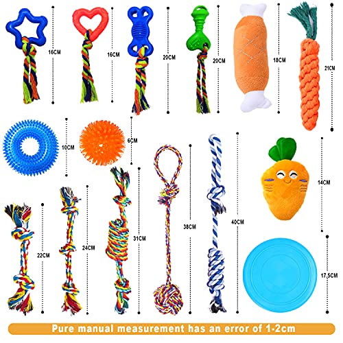 TNFUU Juguete Perro de Juguetes para Perros Juguete de masticación Limpiar los Dientes Juego de Juguetes Incluye Juguetes Interactivos Chirriantes Durable Masticable Cuerda para Perros