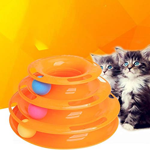 Tocadiscos para Gatos Juguete Creativo para Gatos Carrusel para Gatos de Tres Capas Accesorios para Gatos Gatos Juguete para Gatos Torre para Gatos de Tres Capas Carrusel - Amarillo