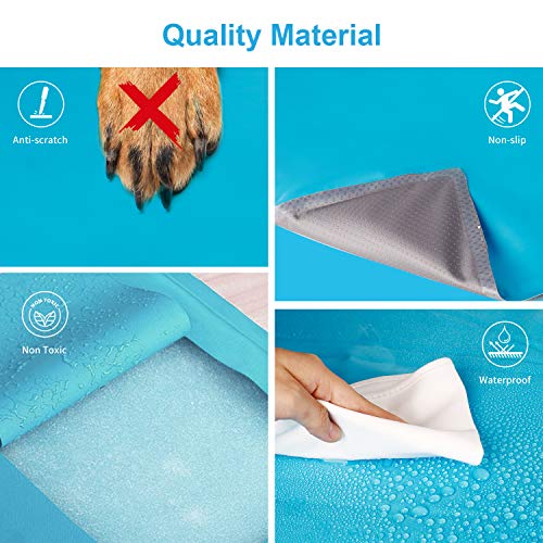 Toozey Alfombra Refrescante para Perro Gato Autoenfriamiento - Alfombra de Gel Activada por Presión para Perros Mediano/Grande, a Prueba de Arañazos/Impermeable/Antideslizante, Azul L(90 * 50cm)