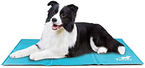 Toozey Alfombra Refrescante para Perro Gato Autoenfriamiento - Alfombra de Gel Activada por Presión para Perros Mediano/Grande, a Prueba de Arañazos/Impermeable/Antideslizante, Azul L(90 * 50cm)