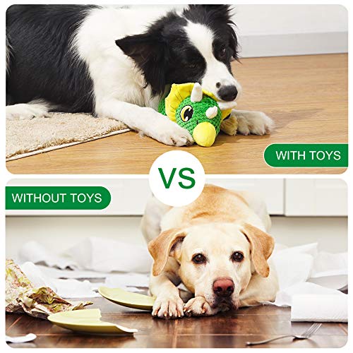 Toozey Juguetes para Perros Dinosaurios - 3 Mordedor Perro Peluche para Perros Cachorro Juguetes Perros Pequeños - Juguetes para Perros Grandes Juguetes Interactivos para Perros - algodón Natural